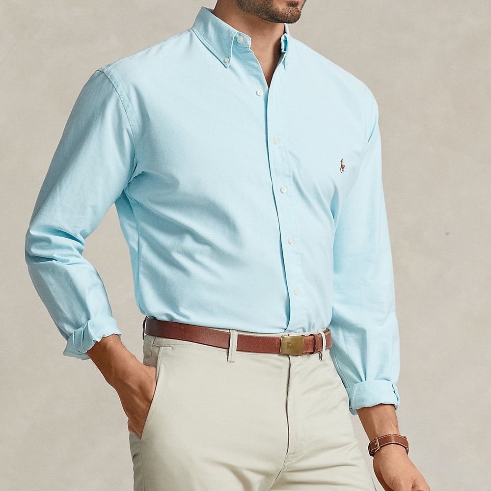 Ralph Lauren Classic Fit Oxford Button Down Shirt Sky Blue Men's Size L